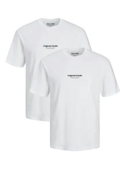 Jack & Jones Herren T-Shirt - 2er Pack Jorvesterbro in weiß