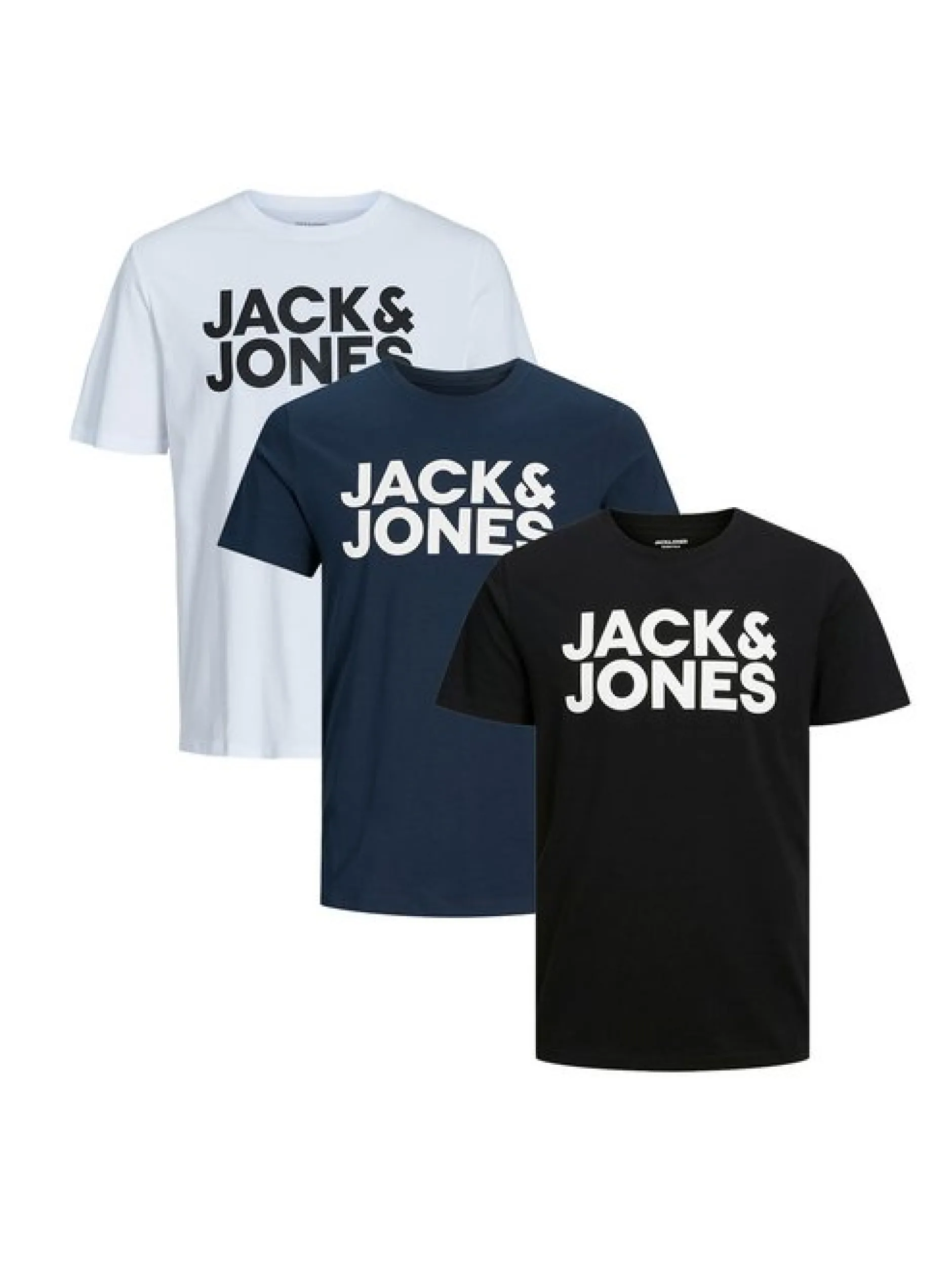 Jack & Jones Herren T-Shirt - 3er Pack Corp in denim