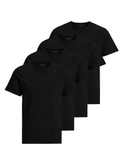 Jack & Jones Herren T-Shirt - 4er Pack Basic in schwarz