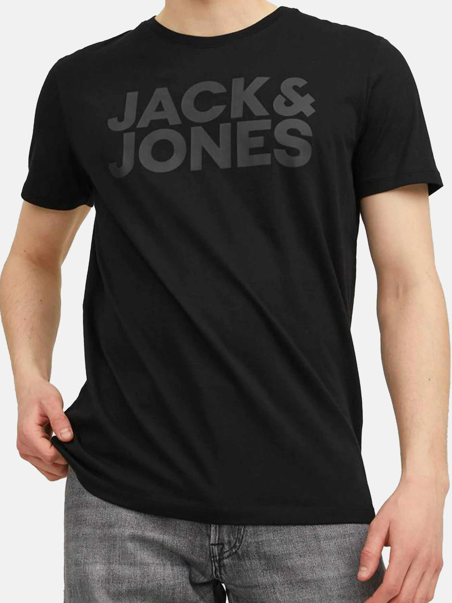 Jack & Jones Herren T-Shirt - 3er Pack Corp in anthrazit