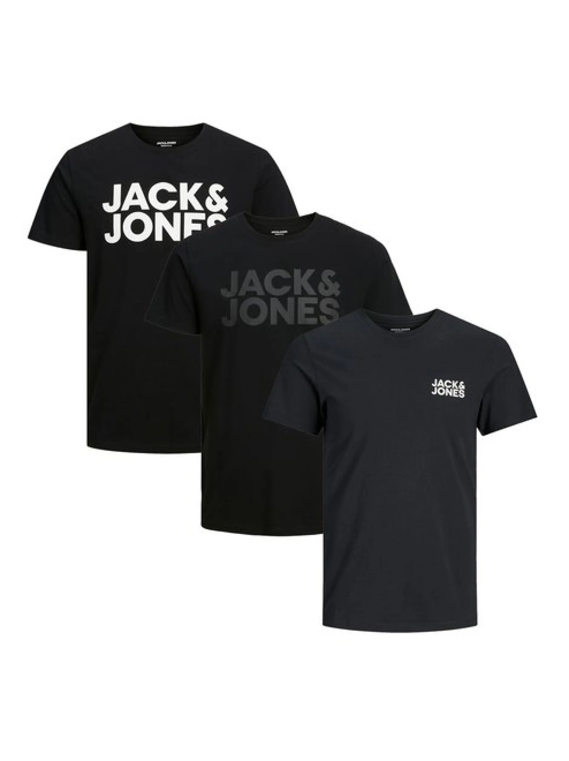 Jack & Jones Herren T-Shirt - 3er Pack Corp in anthrazit
