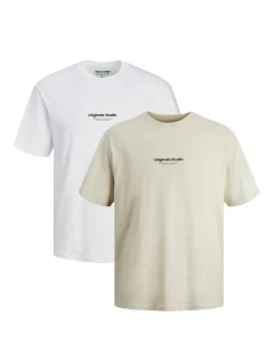 Jack & Jones Herren T-Shirt - 2er Pack Jorvesterbro in braun