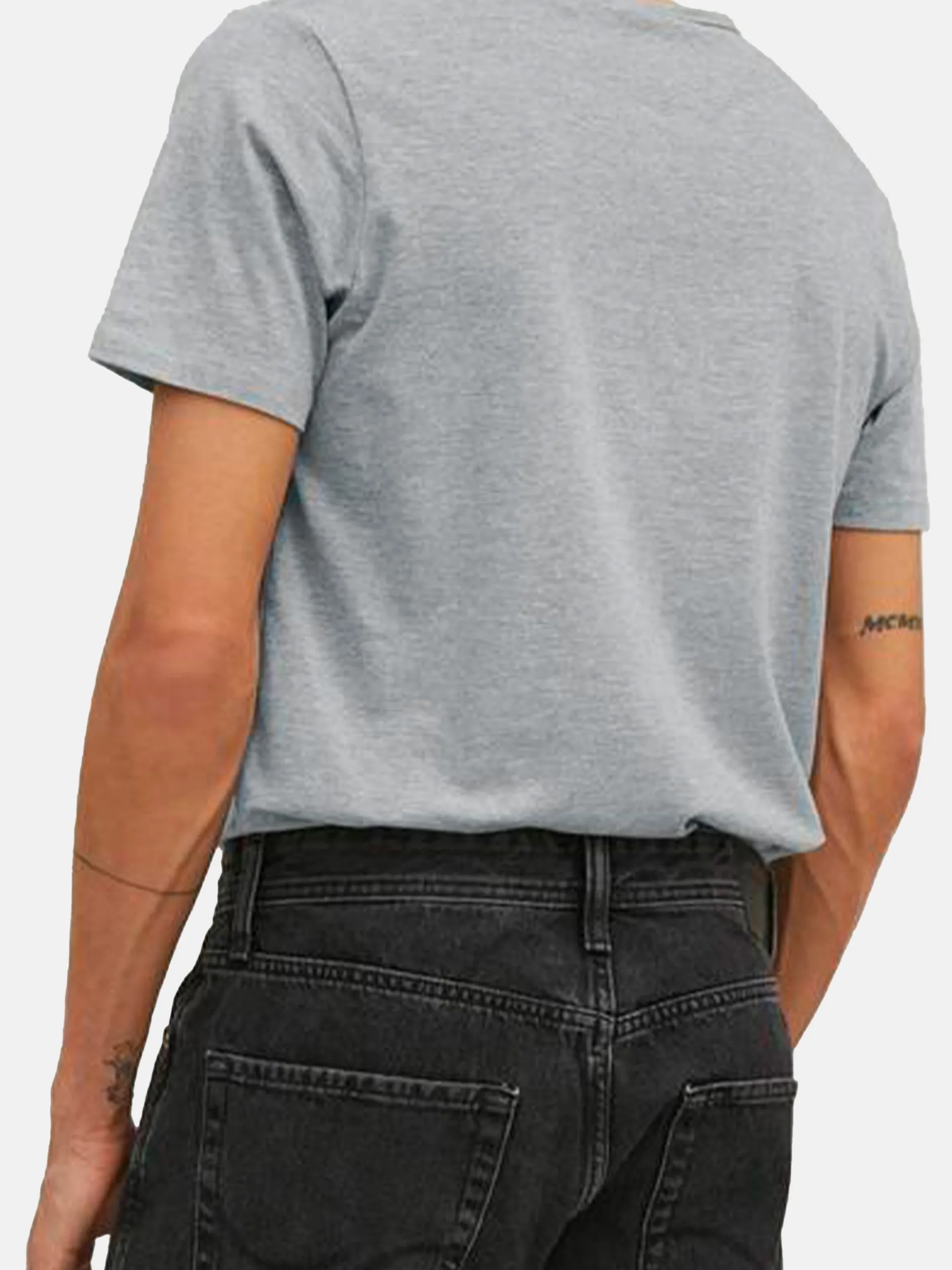 Jack & Jones Herren T-Shirt - 3er Pack Basic in grau