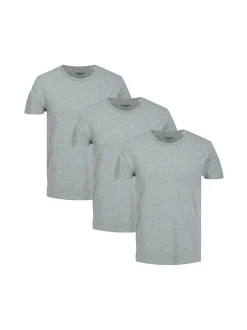 Jack & Jones Herren T-Shirt - 3er Pack Basic in grau