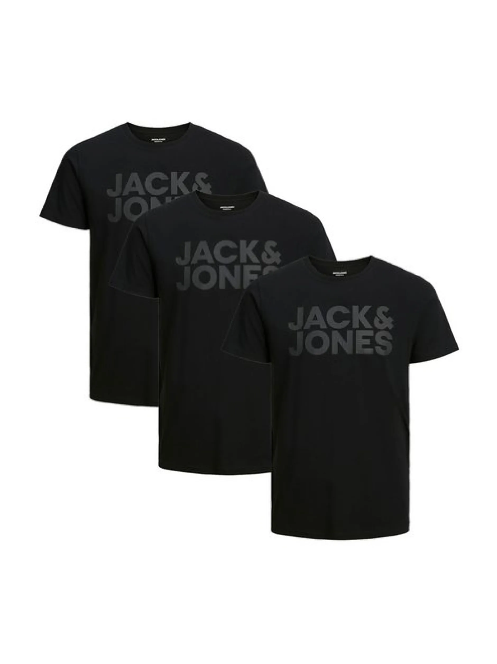 Jack & Jones Herren T-Shirt - 3er Pack Corp in schwarz