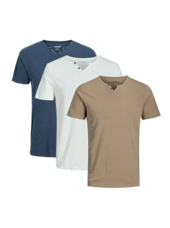 Jack & Jones Herren T-Shirt - 3er Pack Split in beige