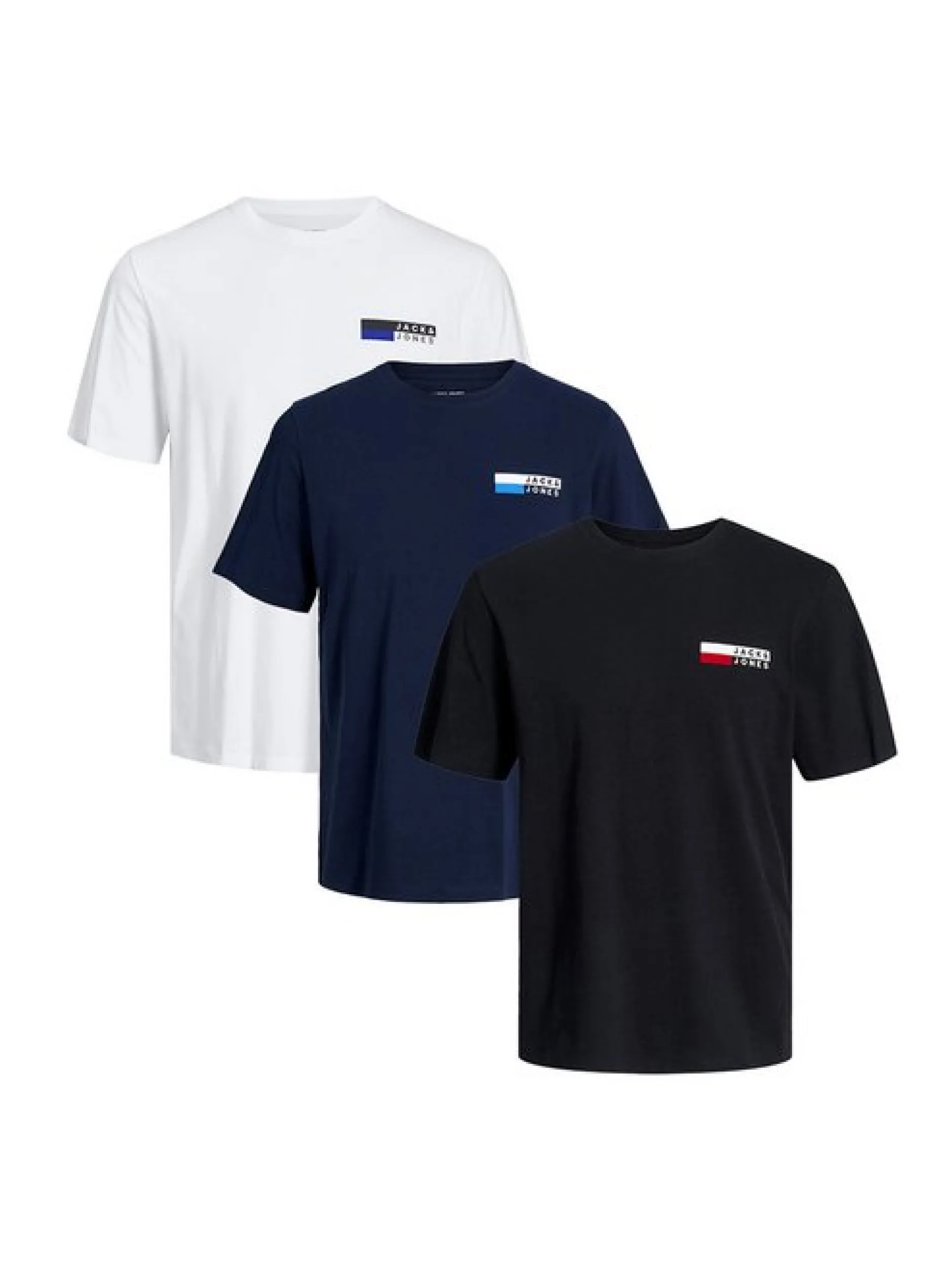 Jack & Jones Herren T-Shirt - 3er Pack Corp in denim