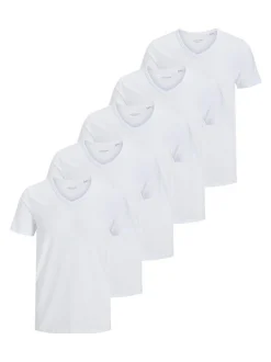 Jack & Jones Herren T-Shirts im 5er-Pack in weiß