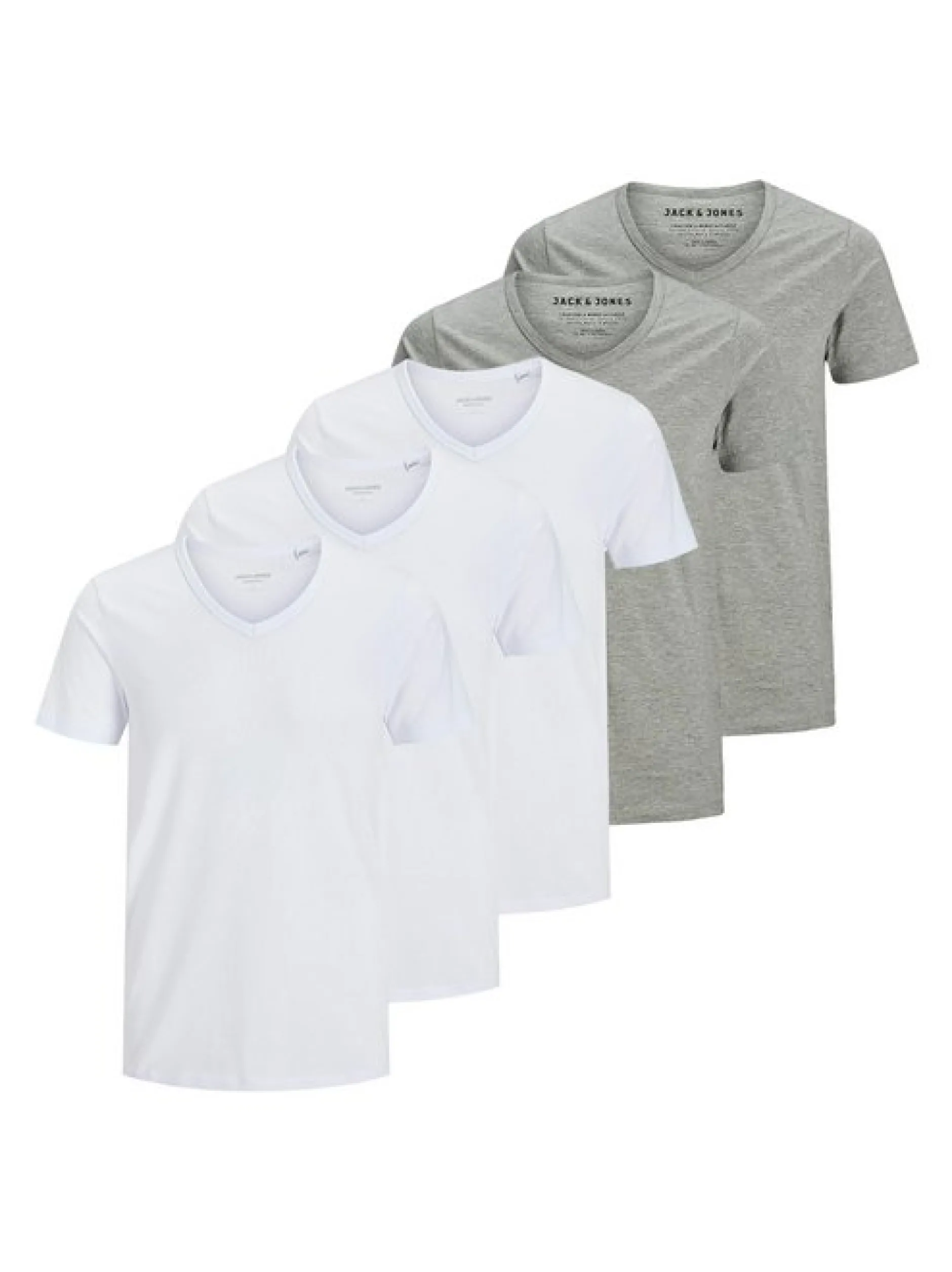 Jack & Jones Herren T-Shirts im 5er-Pack in hellgrau