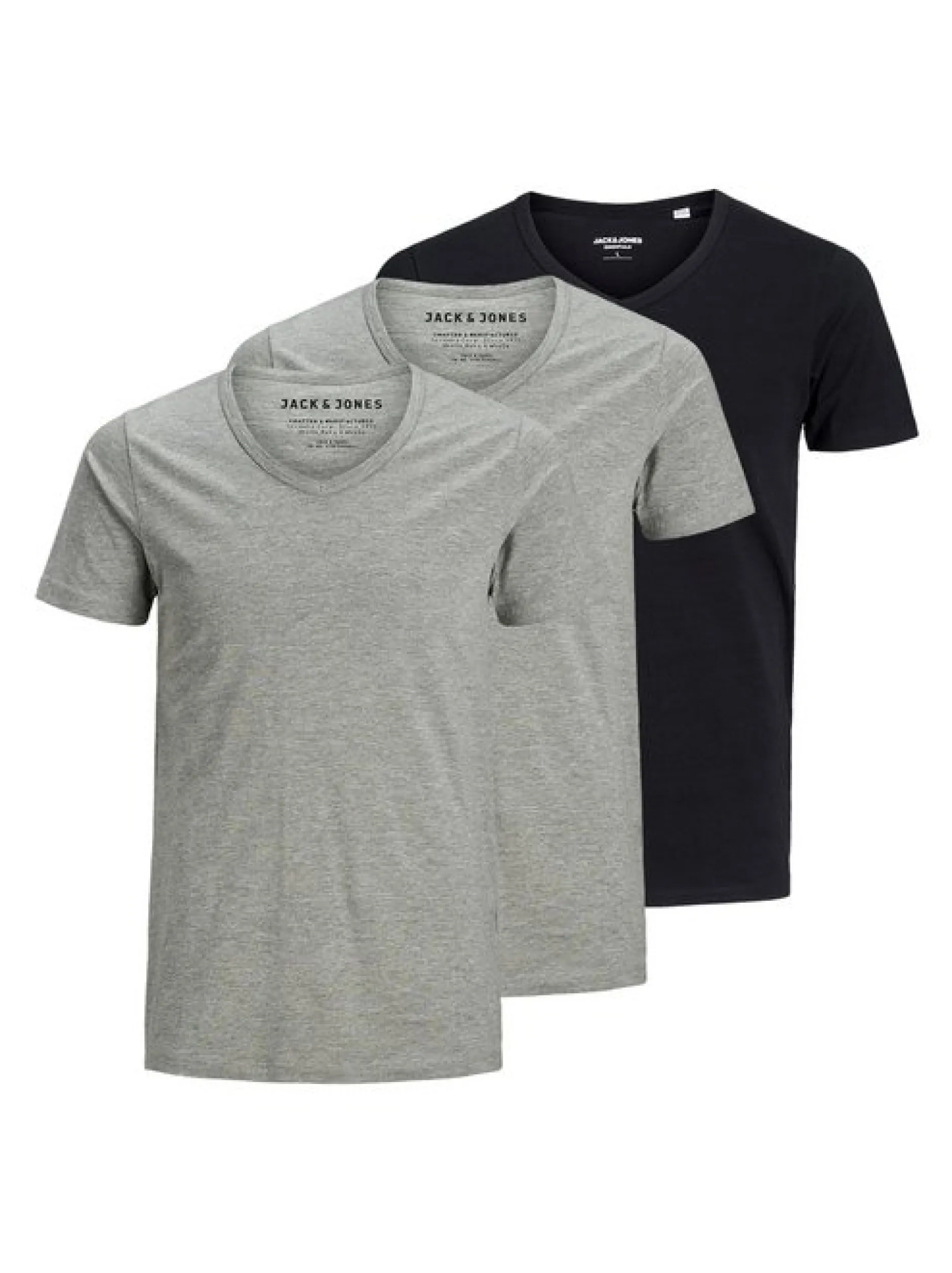 Jack & Jones Herren T-Shirts im 3er-Pack in anthrazit