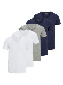 Jack & Jones Herren T-Shirts im 5er-Pack in mehrfarbig
