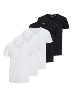 Jack & Jones Herren T-Shirts im 5er-Pack in schwarz