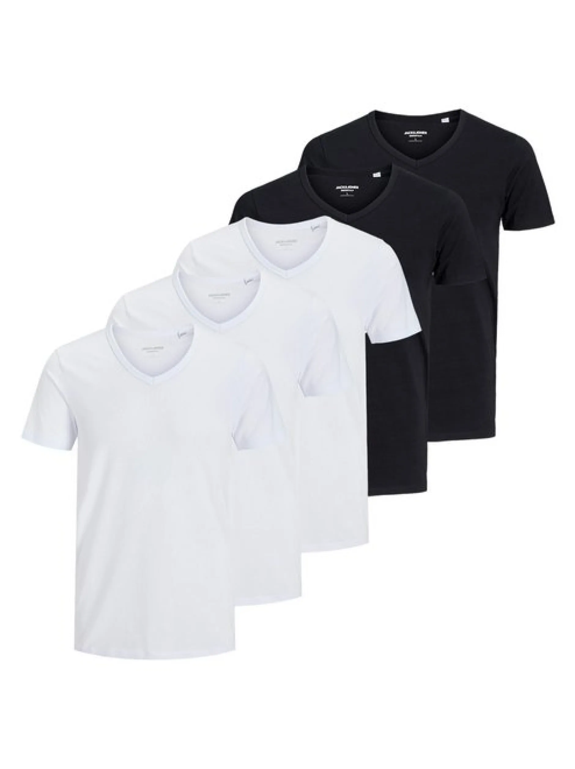 Jack & Jones Herren T-Shirts im 5er-Pack in schwarz