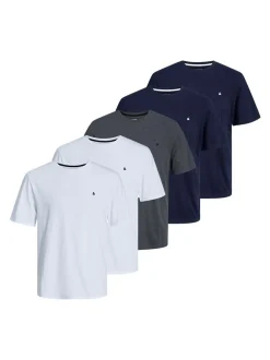 Jack & Jones Herren T-Shirts im 5er-Pack in mehrfarbig