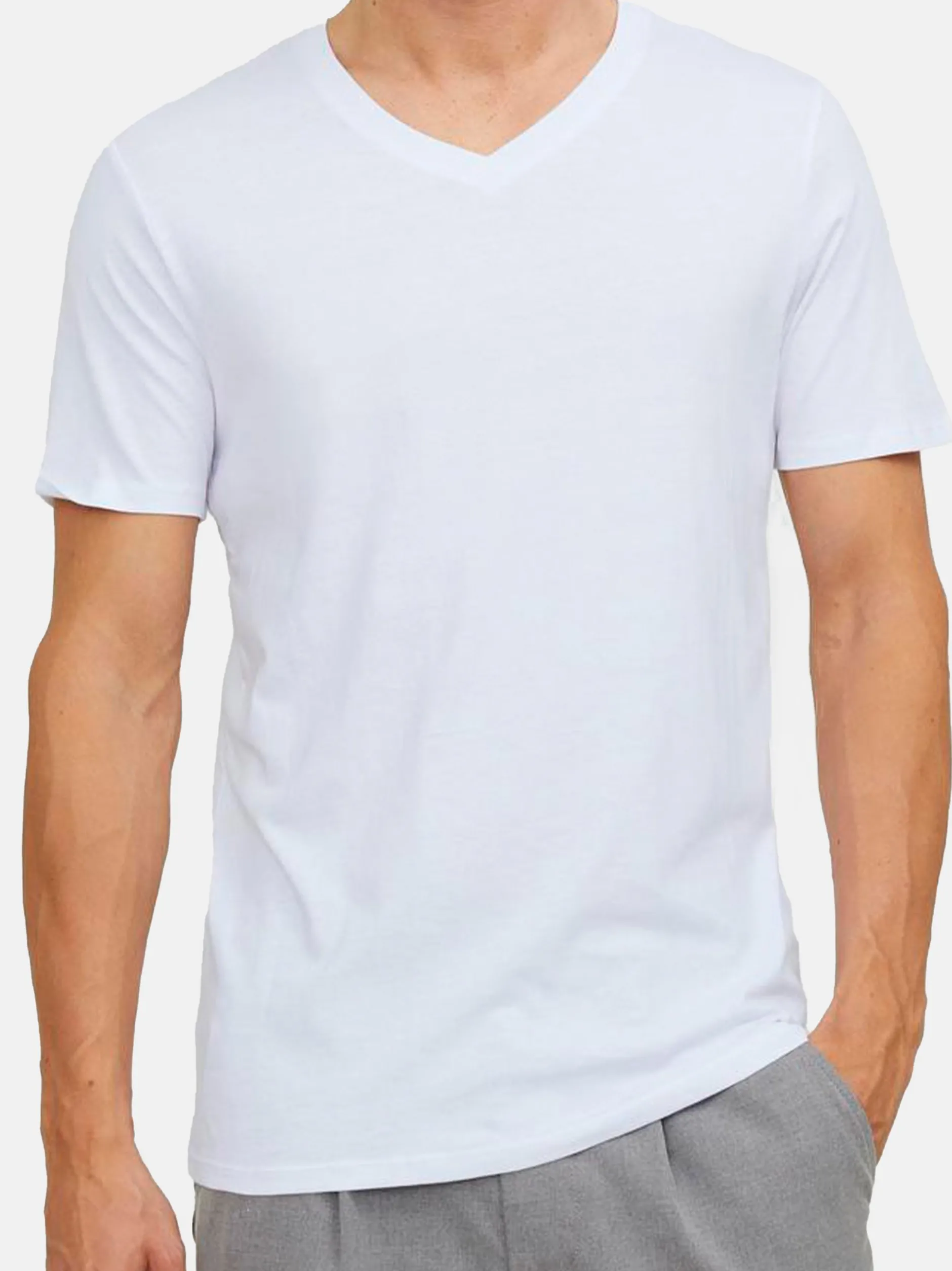 Jack & Jones Herren Unterhemd - 4er Pack Jacbasic in weiß