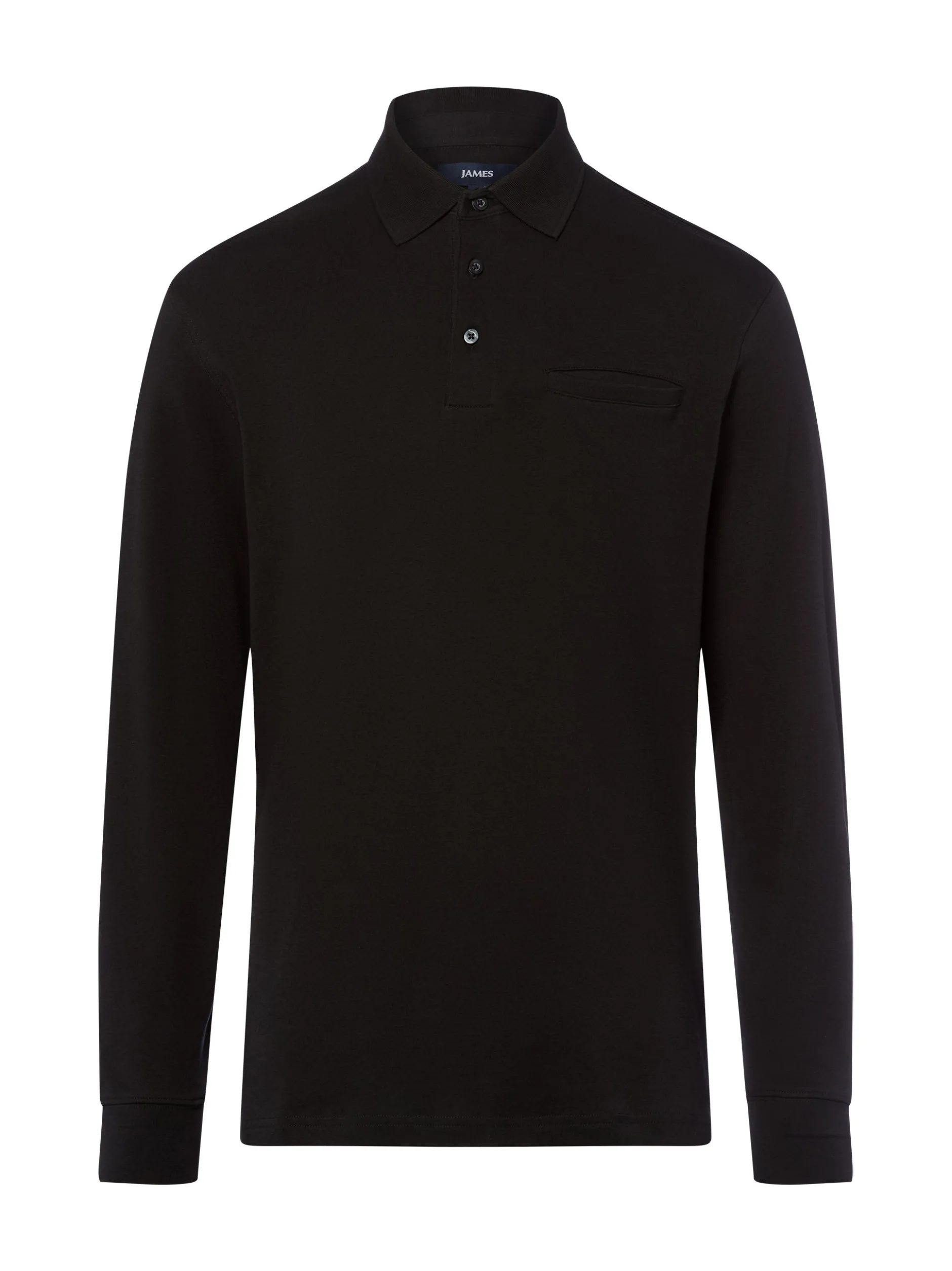 James Herren Langarm-Poloshirt in schwarz