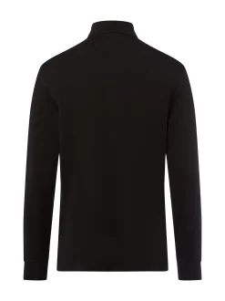 James Herren Langarm-Poloshirt in schwarz