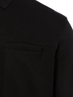 James Herren Langarm-Poloshirt in schwarz