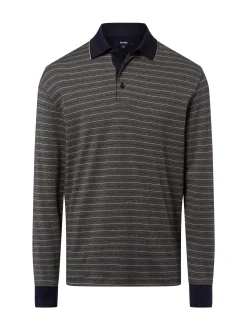James Herren Langarm-Poloshirt in marine lind