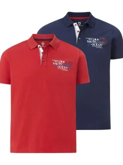 Jan Vanderstorm Herren Doppelpack Poloshirt - DAGFINN in rot blau