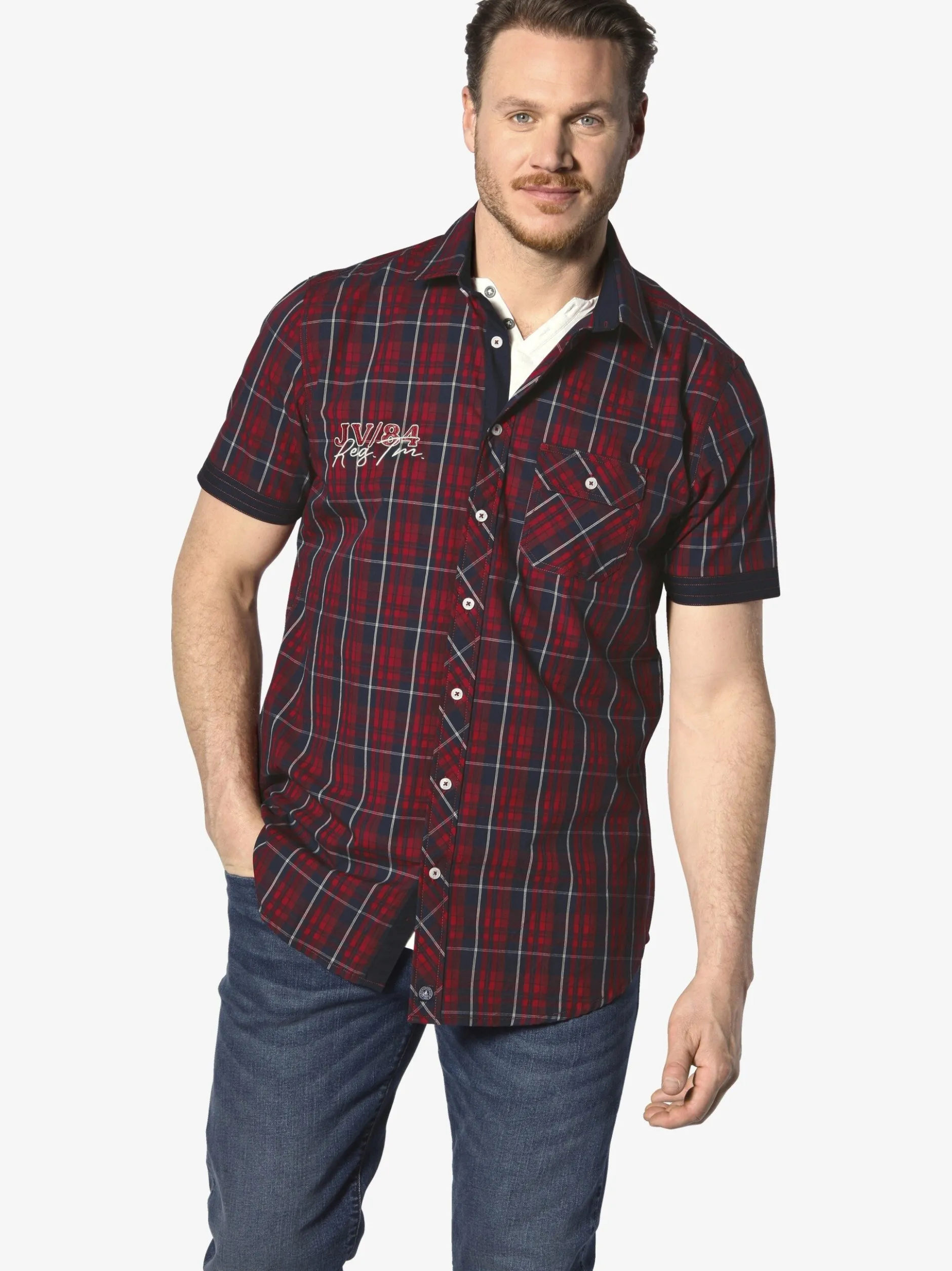 Jan Vanderstorm Herren Kurzarmhemd - EMYLS in rot