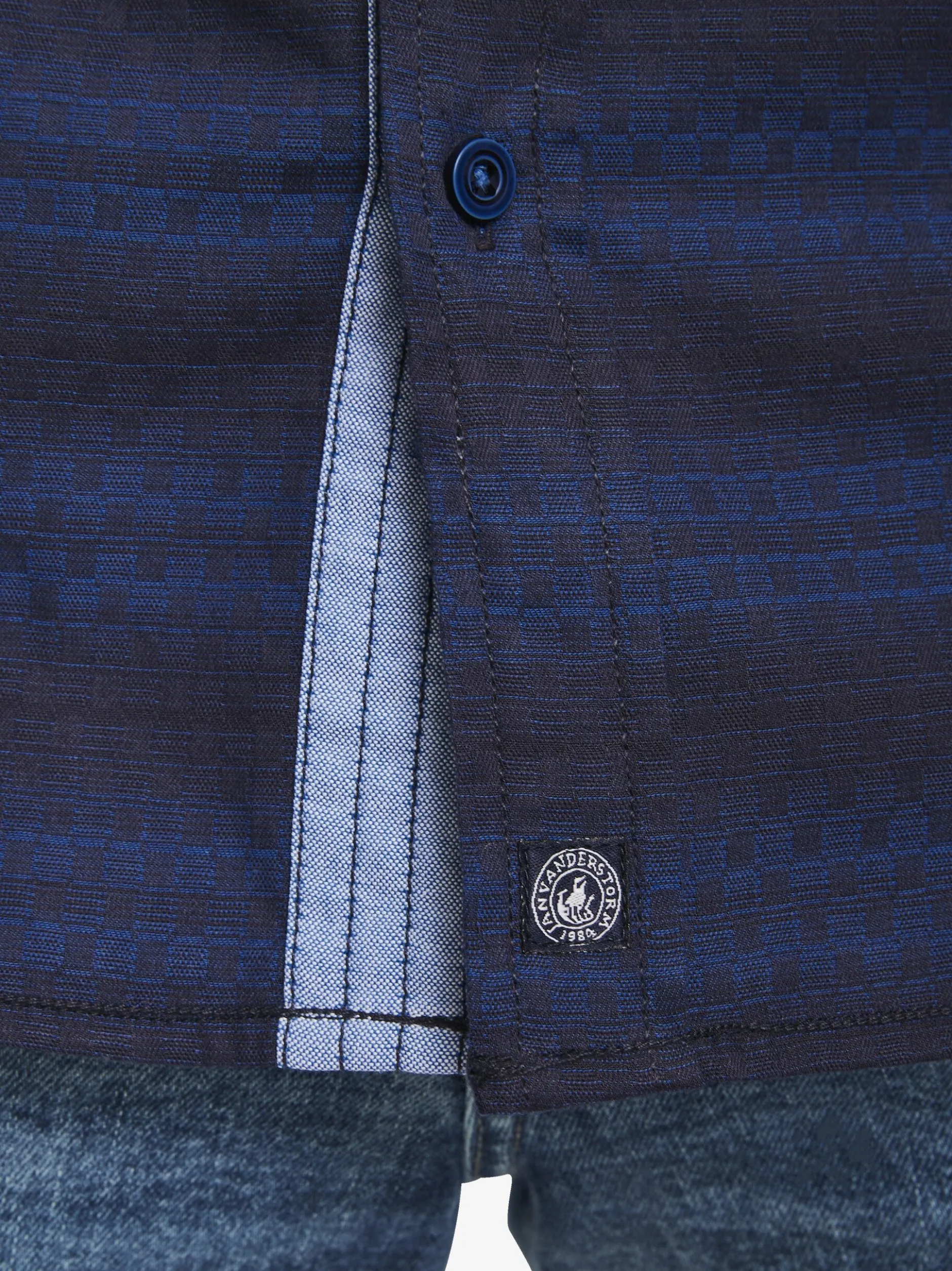 Jan Vanderstorm Herren Kurzarmhemd - LEIKVARD in blau