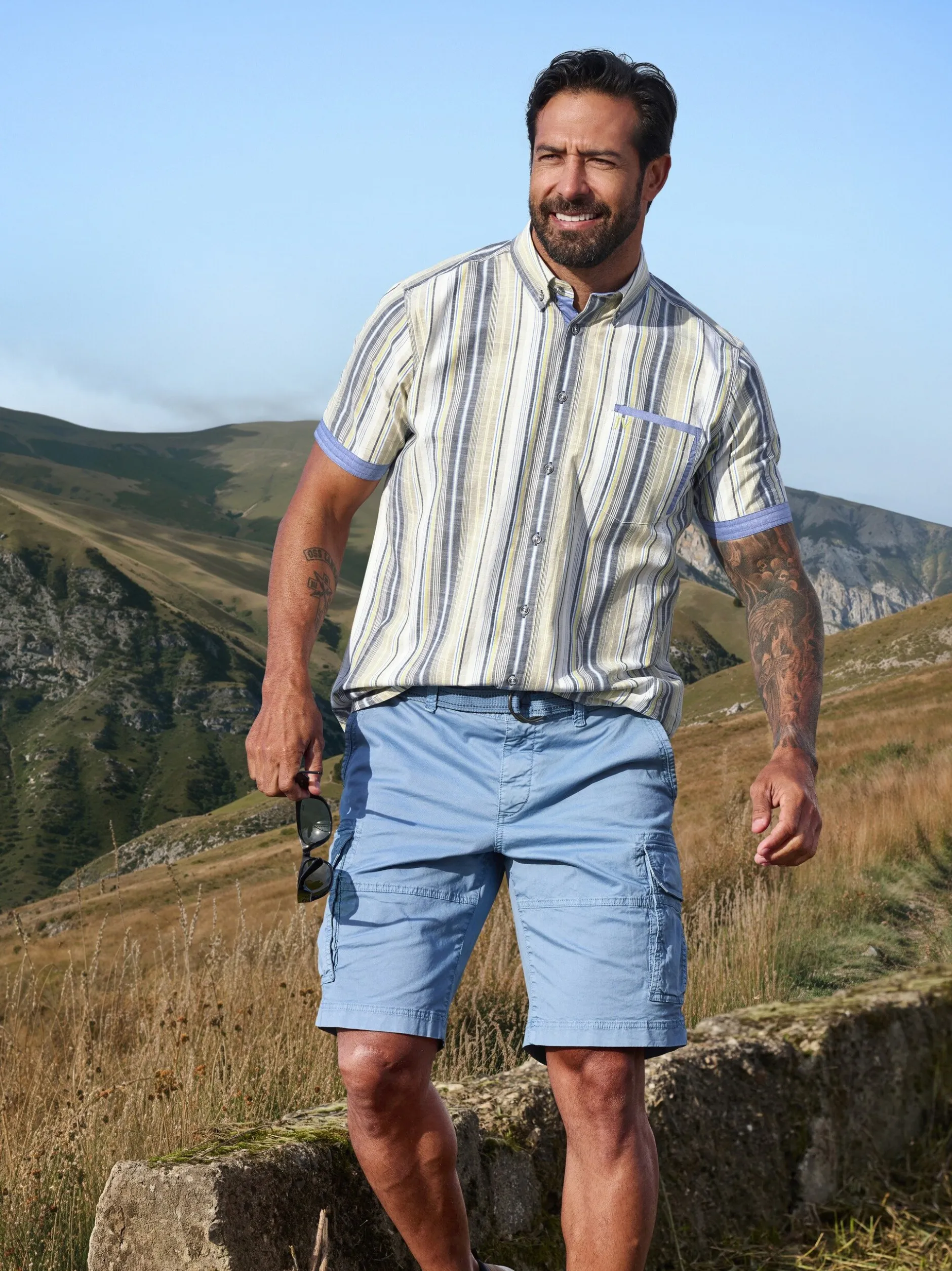Jan Vanderstorm Herren Kurzarmhemd - ROREK in mehrfarbig