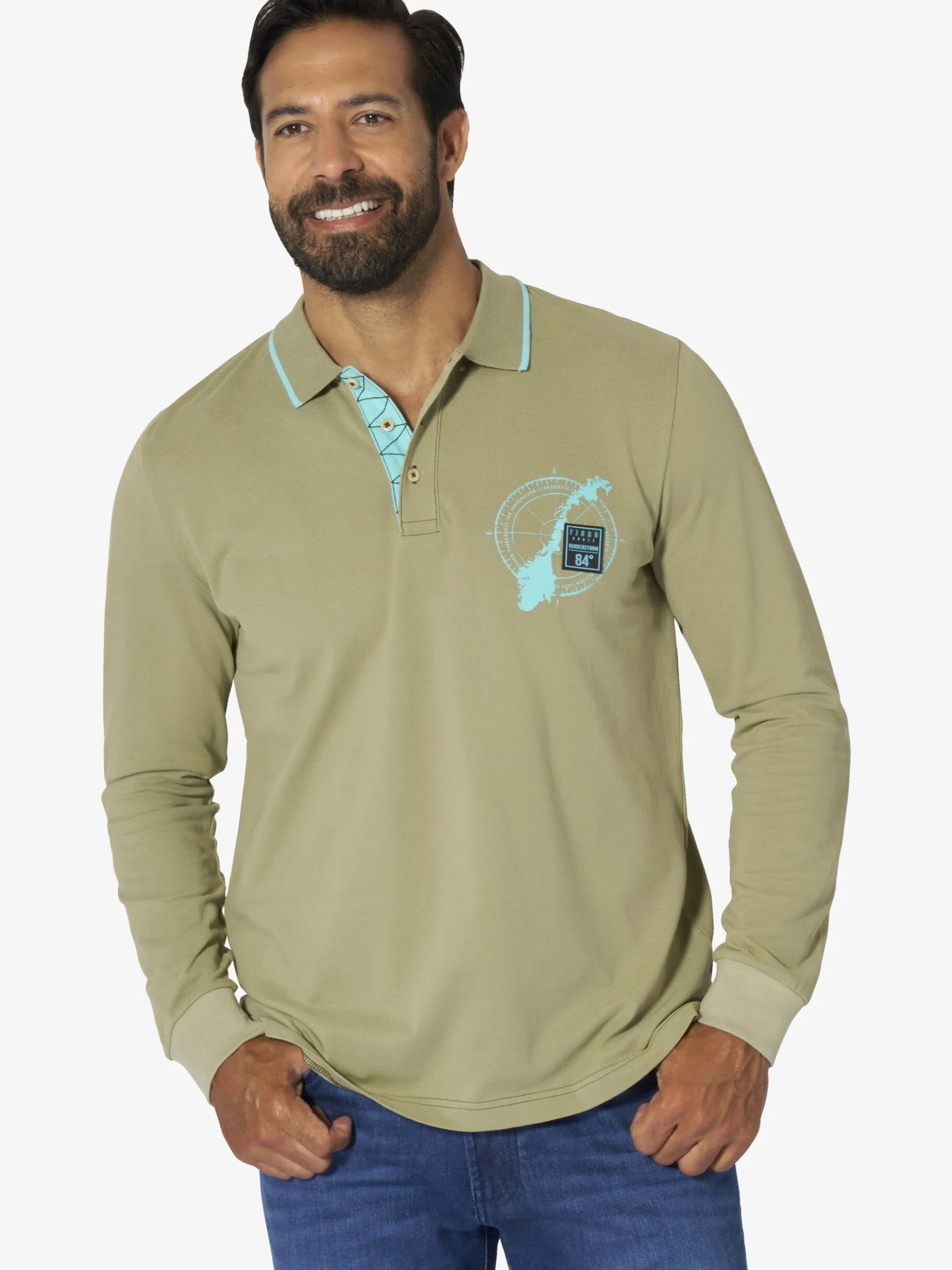 Jan Vanderstorm Herren Langarm-Poloshirt - FREDMAR in oliv