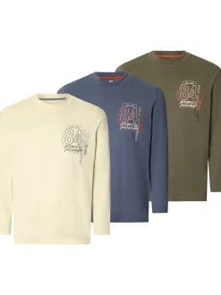 Jan Vanderstorm Herren Langarmshirts - NORGARD im 3er-Pack in oliv