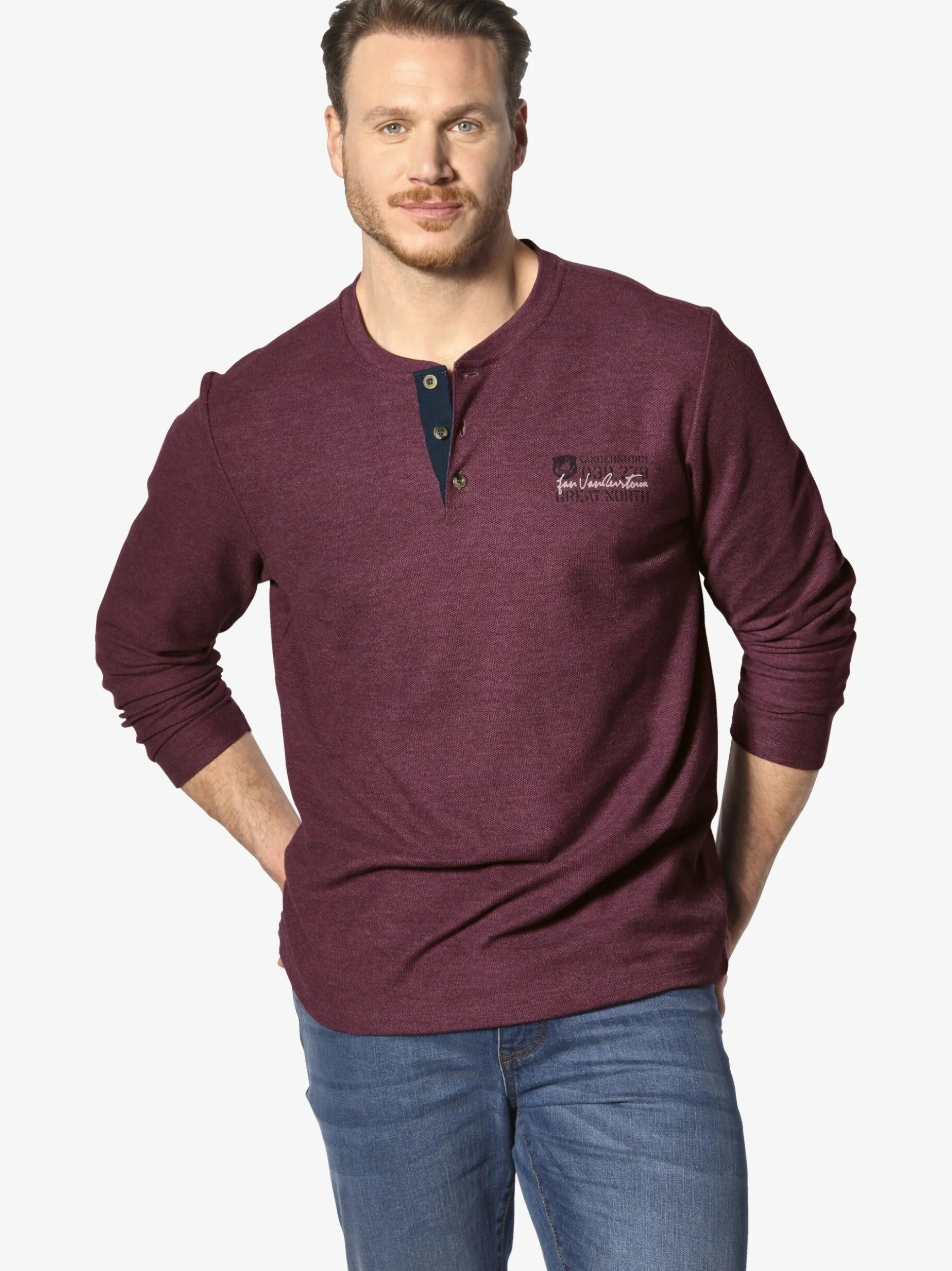 Jan Vanderstorm Herren Langarmshirt - IVOR in rot
