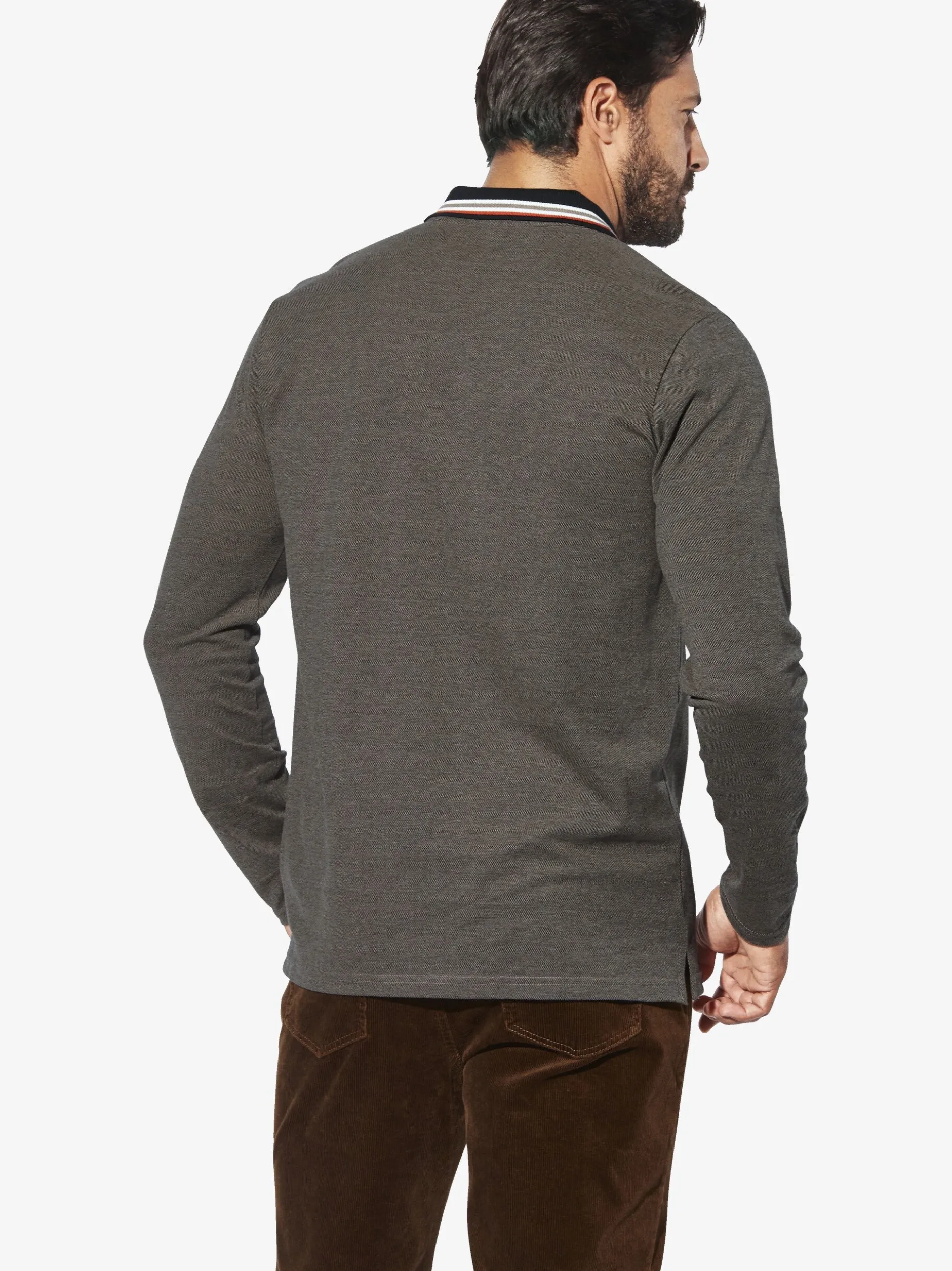 Jan Vanderstorm Herren Langarm-Poloshirt - KNUTSEN in braun