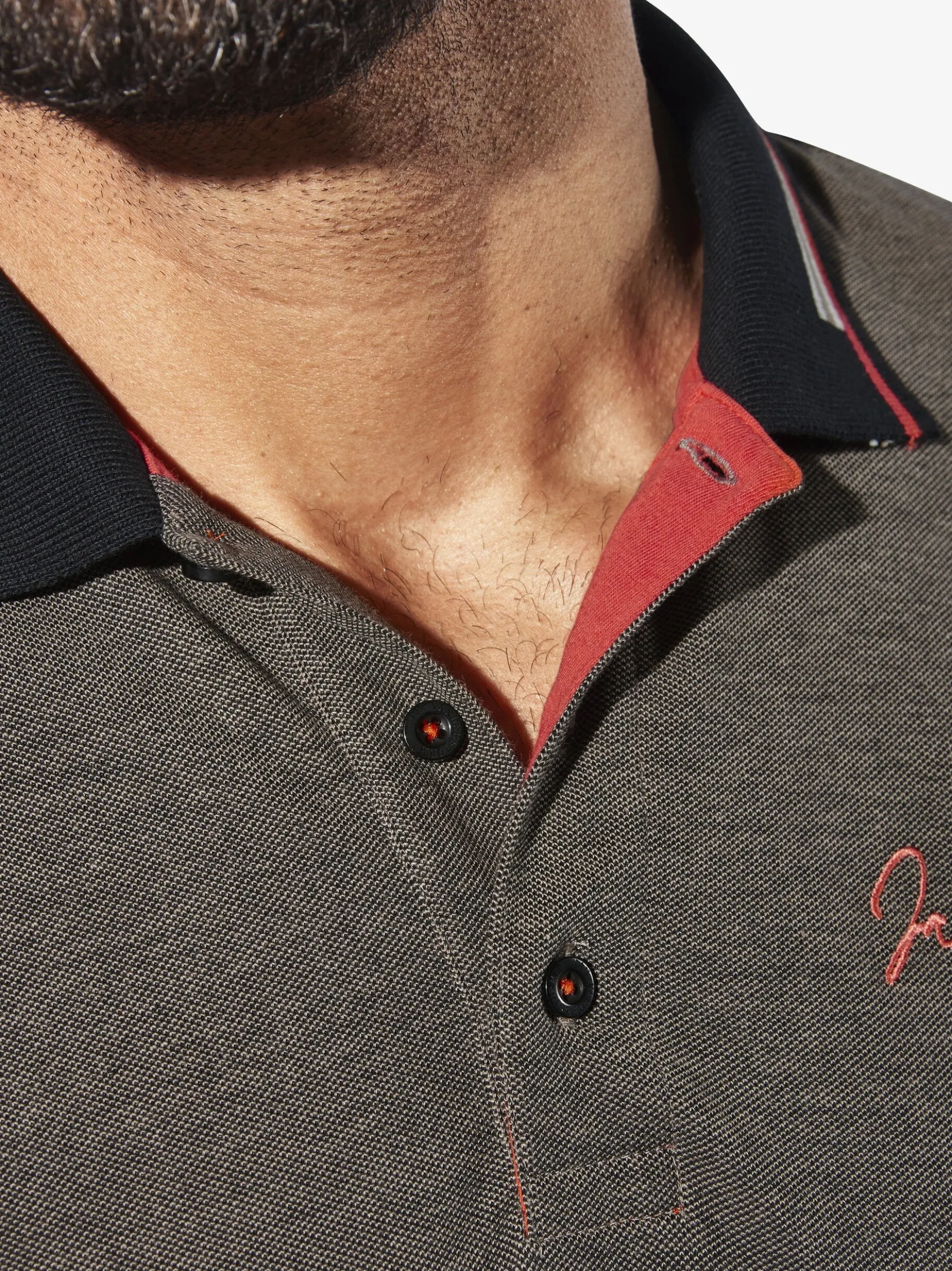 Jan Vanderstorm Herren Langarm-Poloshirt - KNUTSEN in braun