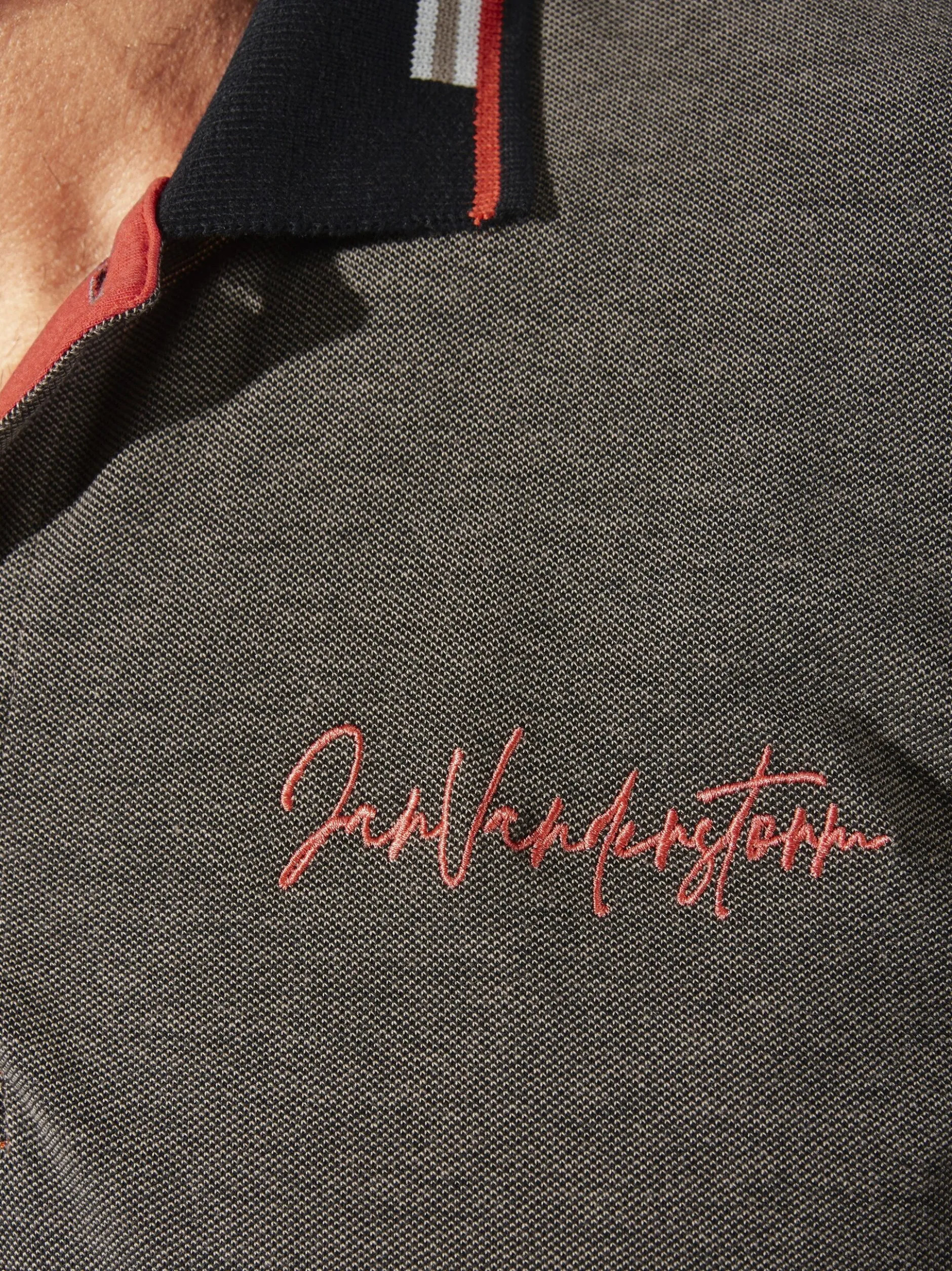 Jan Vanderstorm Herren Langarm-Poloshirt - KNUTSEN in braun