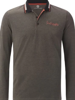 Jan Vanderstorm Herren Langarm-Poloshirt - KNUTSEN in braun