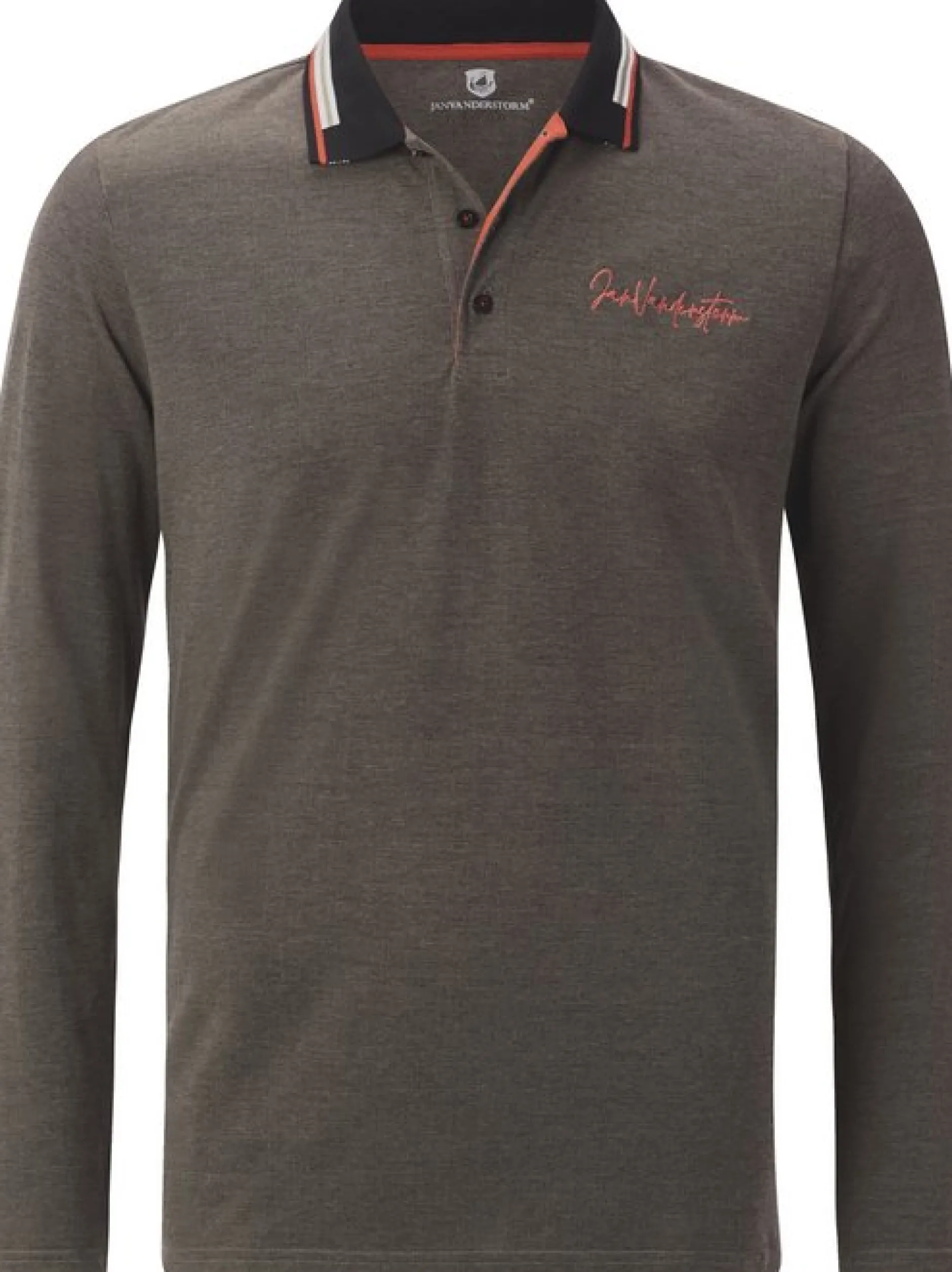 Jan Vanderstorm Herren Langarm-Poloshirt - KNUTSEN in braun
