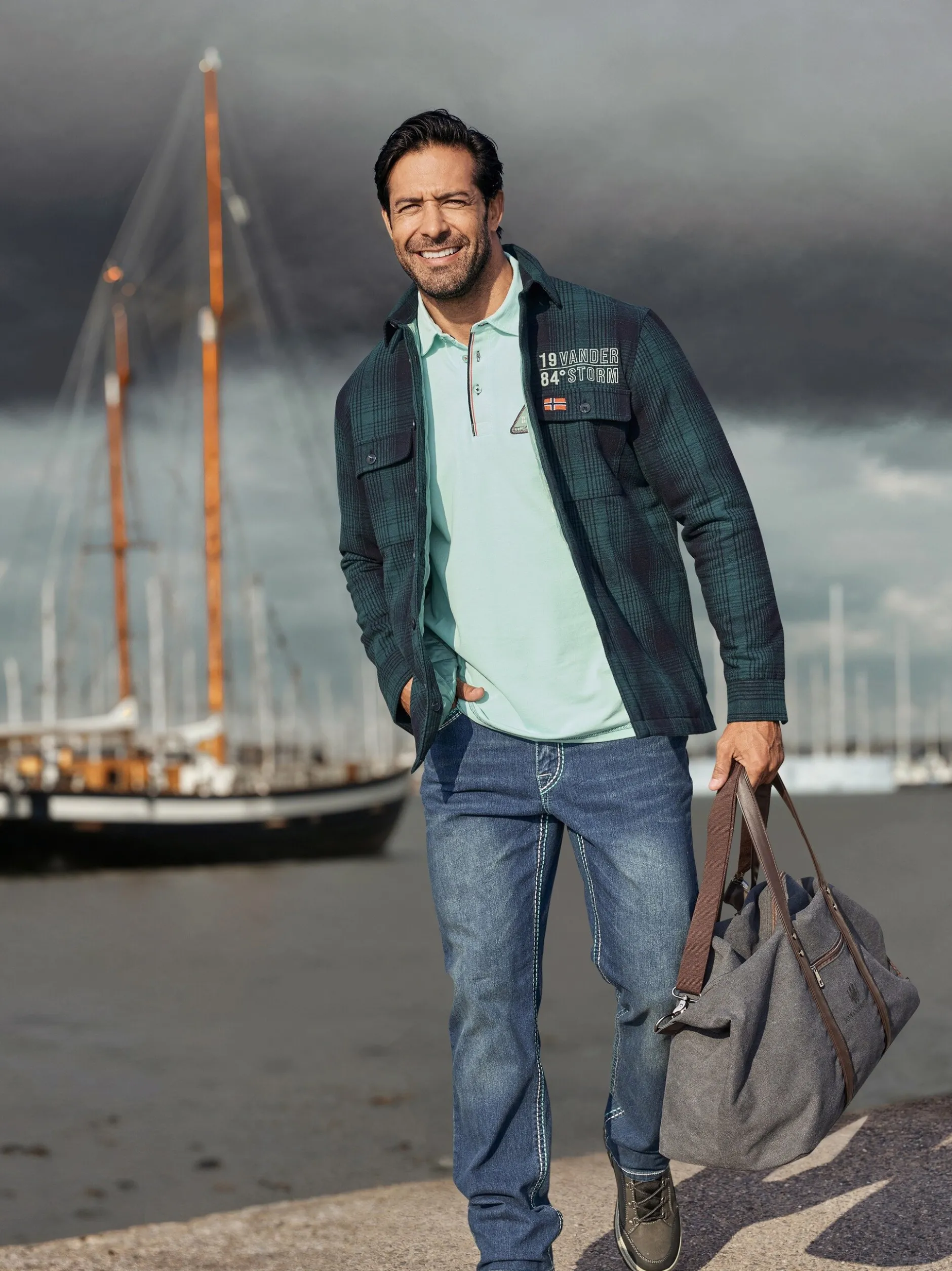 Jan Vanderstorm Herren Outdoorhemd - OLAFSTAD in petrol