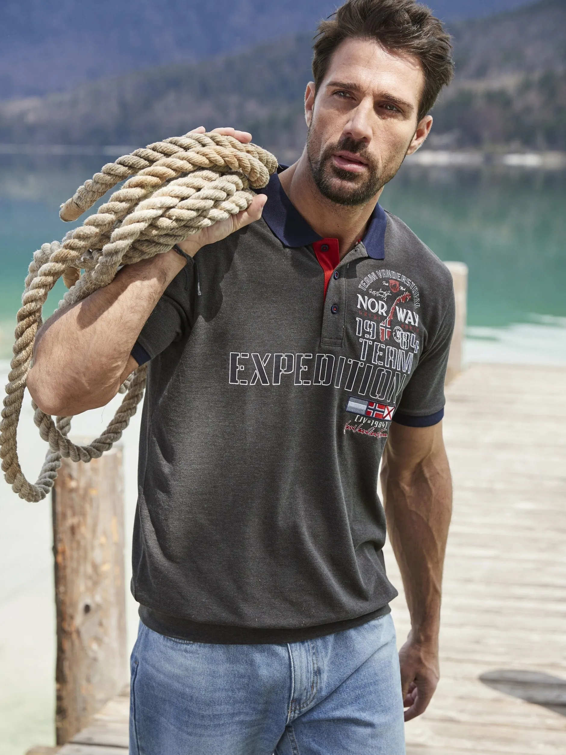 Jan Vanderstorm Herren Poloshirt - ERLING in anthrazit