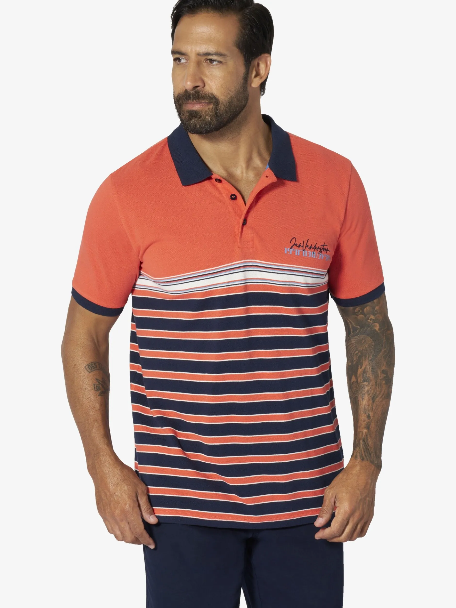 Jan Vanderstorm Herren Poloshirt - MARKUR in orange marine