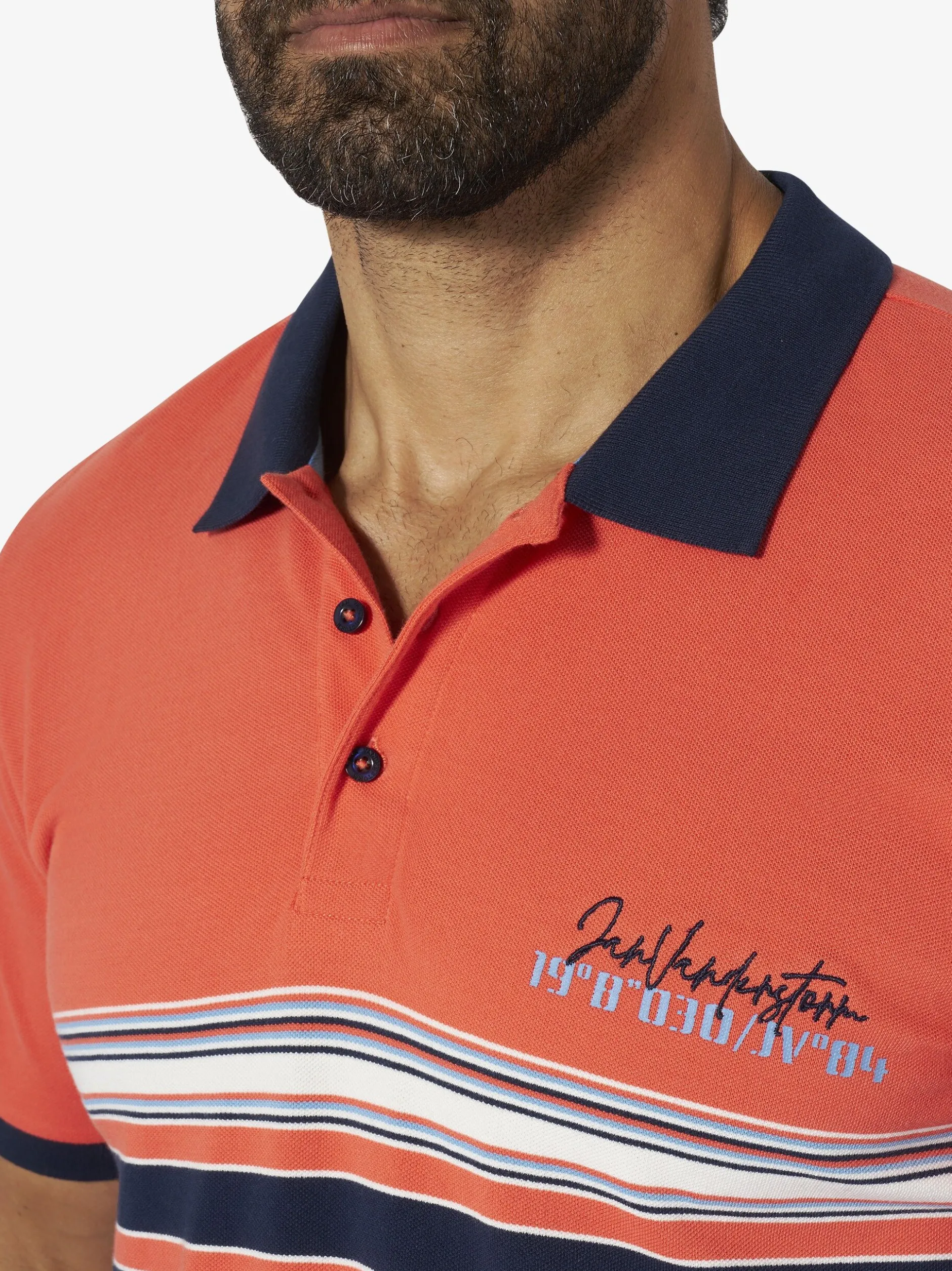 Jan Vanderstorm Herren Poloshirt - MARKUR in orange marine