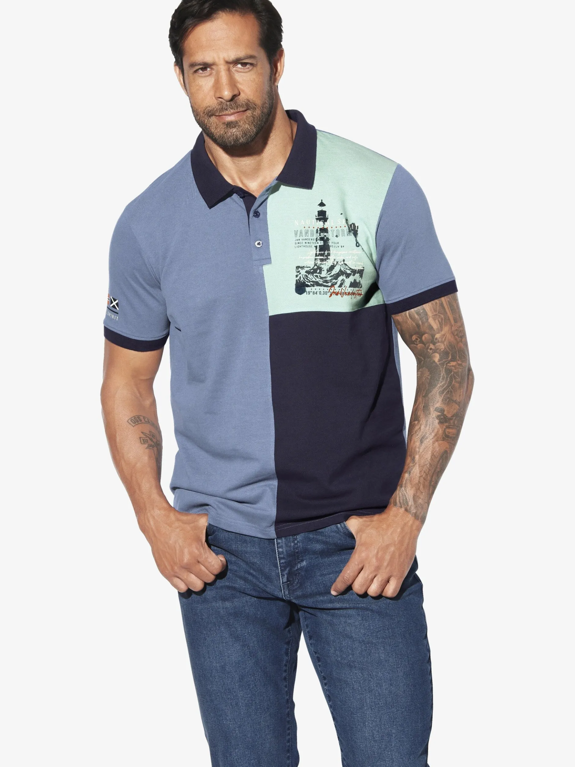 Jan Vanderstorm Herren Poloshirt - LARSDAL in blau