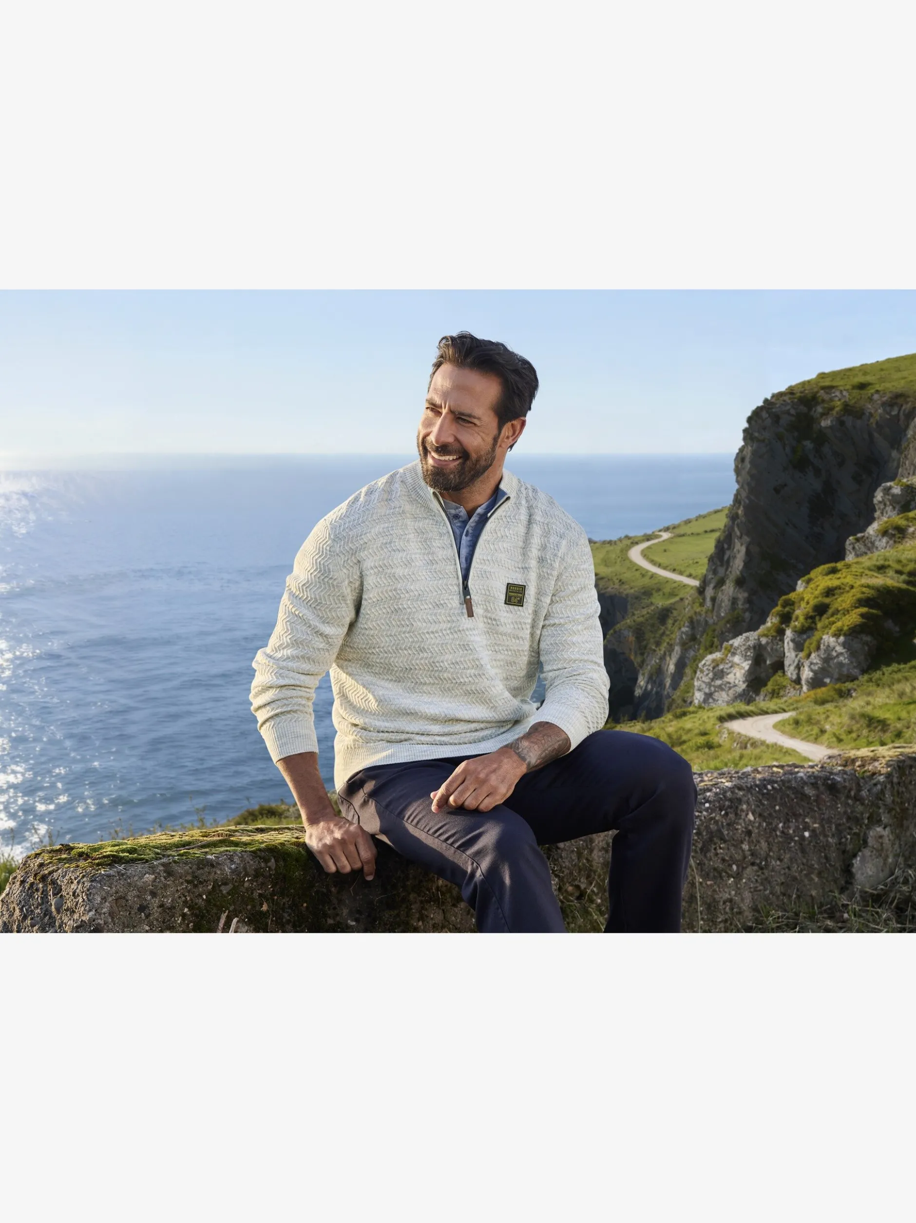 Jan Vanderstorm Herren Pullover - TJORE in ecru hellgrau