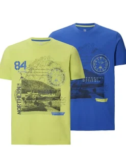 Jan Vanderstorm Herren T-Shirts - ODDUR im 2er-Pack in blau gelb