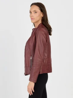 JCC Damen Lederjacke in bordeaux