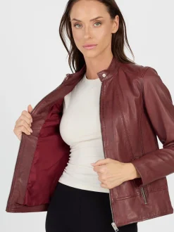 JCC Damen Lederjacke in bordeaux