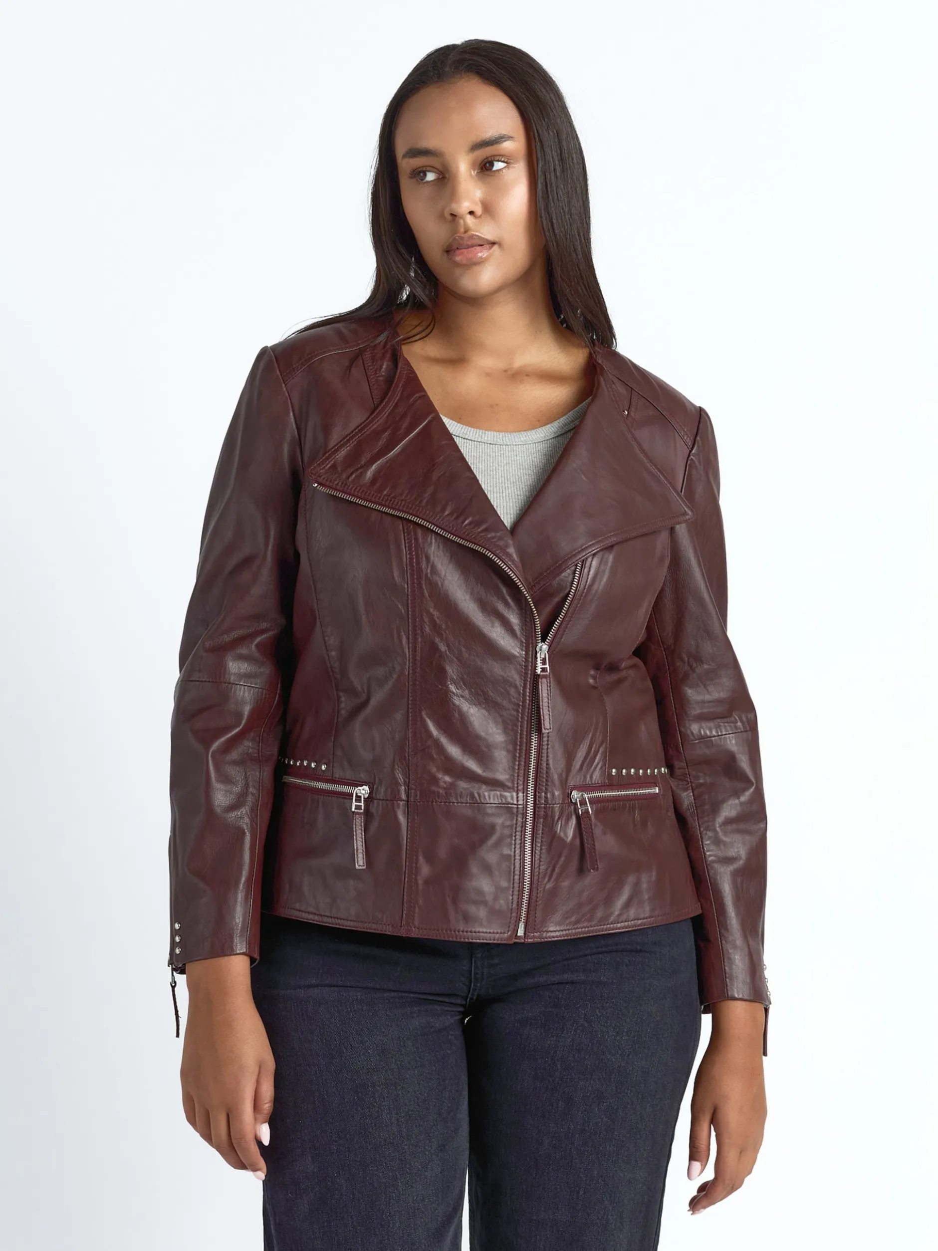 JCC Damen Lederjacke in bordeaux