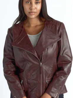 JCC Damen Lederjacke in bordeaux