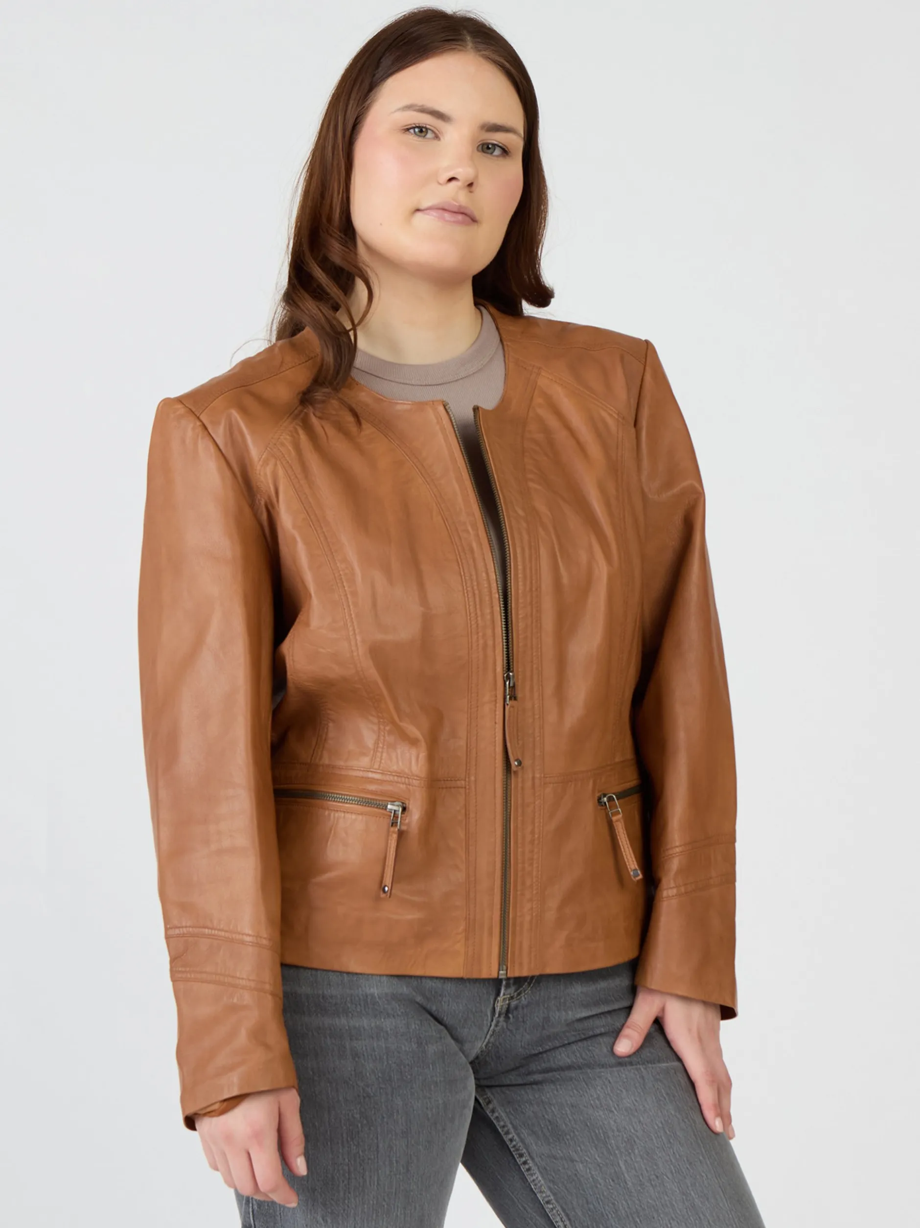 JCC Damen Lederjacke in cognac