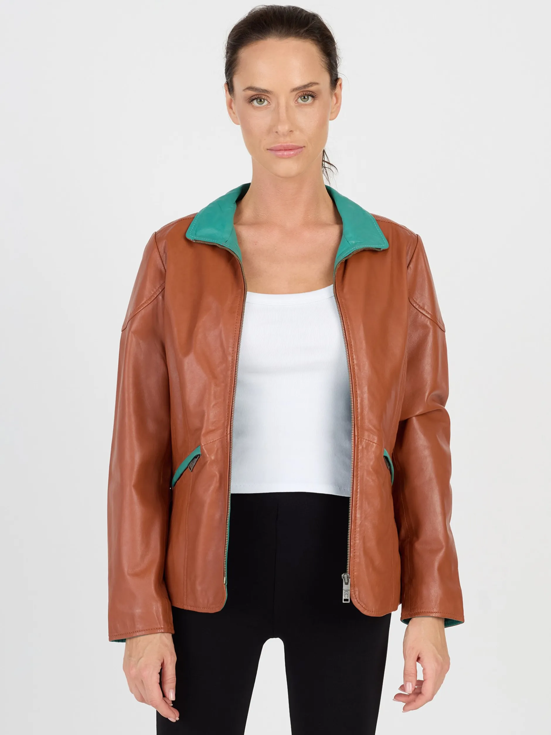 JCC Damen Lederjacke in cognac