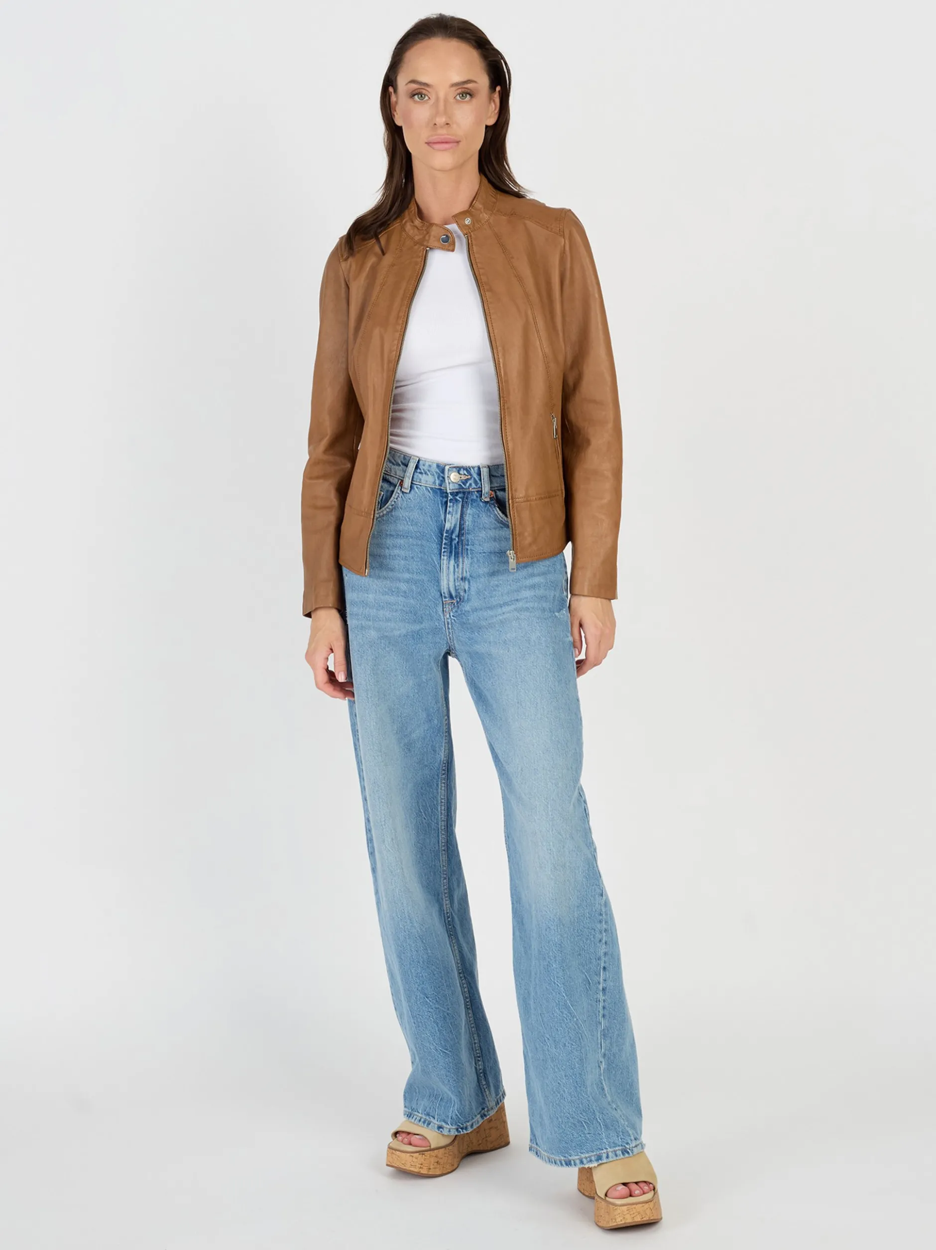 JCC Damen Lederjacke in cognac