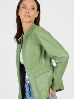 JCC Damen Lederjacke in grün